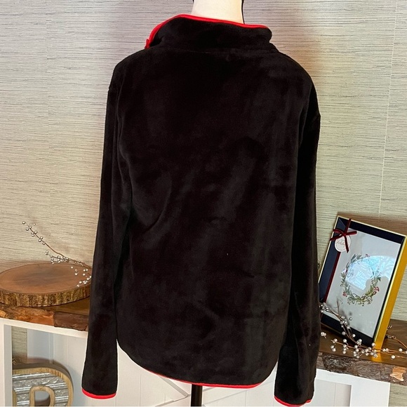 DISNEY Tokyo JAPAN Fleece Zippered Black/Red Mickey & Minnie Womans Size L - Picture 6 of 7